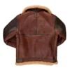 Dark Brown Aviator B3 Leather Jacket with Beige Fur Back