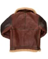 Dark Brown Aviator B3 Leather Jacket with Beige Fur Back