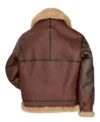 Dark Brown Aviator B3 Leather Jacket with Beige Fur Back Look