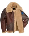 Dark Brown Aviator B3 Leather Jacket with Beige Fur Front