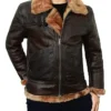 Dark Brown B3 Aviator Jacket with Belted Shearling Collar