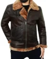 Dark Brown B3 Aviator Jacket with Belted Shearling Collar