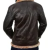 Dark Brown B3 Aviator Jacket with Belted Shearling Collar Back