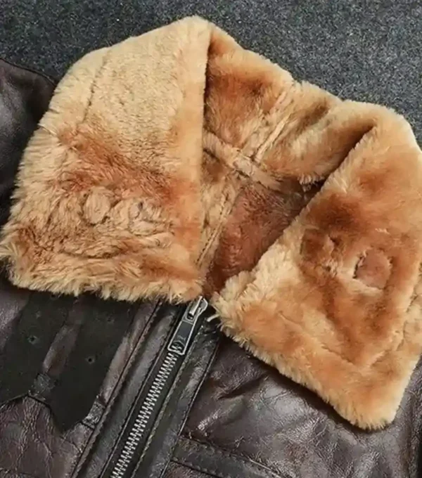 Dark Brown B3 Aviator Jacket with Belted Shearling Collars