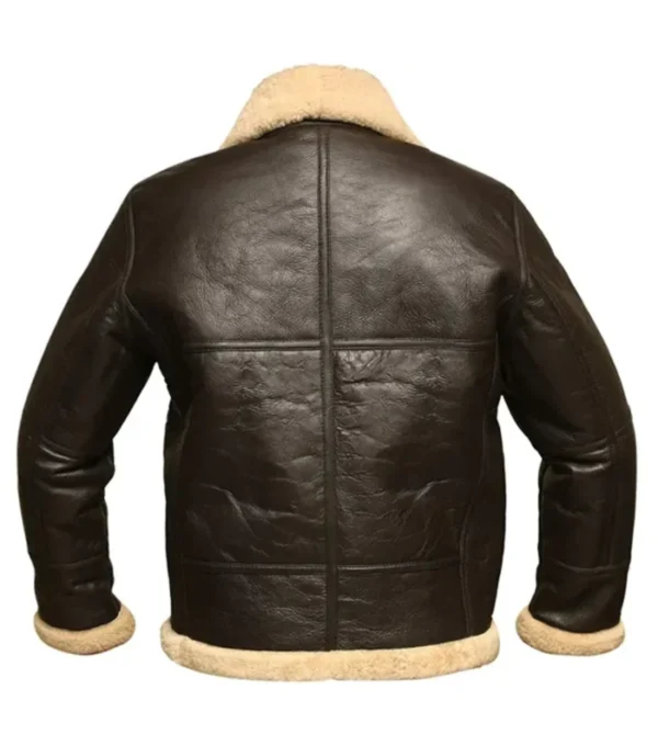 Dark Brown B3 Aviator Jacket with Shearling Lining Back