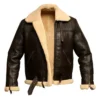 Dark Brown B3 Aviator Jacket with Shearling Lining Front