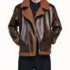 Dark Brown B3 Biker Jacket with Brown Fur