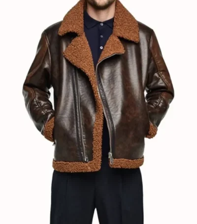 Dark Brown B3 Biker Jacket with Brown Fur