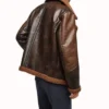 Dark Brown B3 Biker Jacket with Brown Fur Back Look