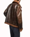 Dark Brown B3 Biker Jacket with Brown Fur Back Look