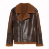 Dark Brown B3 Biker Jacket with Brown Fur Front