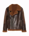 Dark Brown B3 Biker Jacket with Brown Fur Front