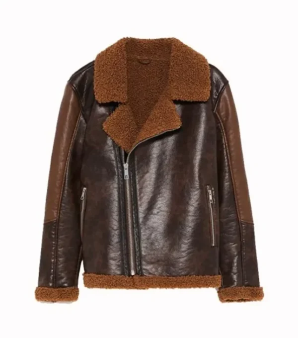 Dark Brown B3 Biker Jacket with Brown Fur Front