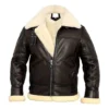 Dark Brown B3 Leather Jacket with Belted Collar