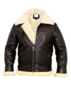 Dark Brown B3 Leather Jacket with Belted Collar