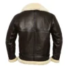 Dark Brown B3 Leather Jacket with Belted Collar Back
