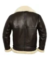 Dark Brown B3 Leather Jacket with Belted Collar Back