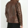 Dark Brown Biker Leather Jacket with Zipper Back