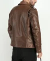 Dark Brown Biker Leather Jacket with Zipper Back