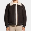 Dark Brown Bomber Style Real Leather Jacket