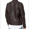 Dark Brown Leather Cafe Racer Jacket for Men Back