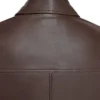 Dark Brown Leather Jacket with Multiple Pockets Back
