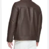 Dark Brown Leather Jacket with Multiple Pockets Back Look