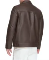 Dark Brown Leather Jacket with Multiple Pockets Back Look