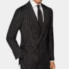 Darnell Classic Black Pinstripe Double Breasted Suit Side Look