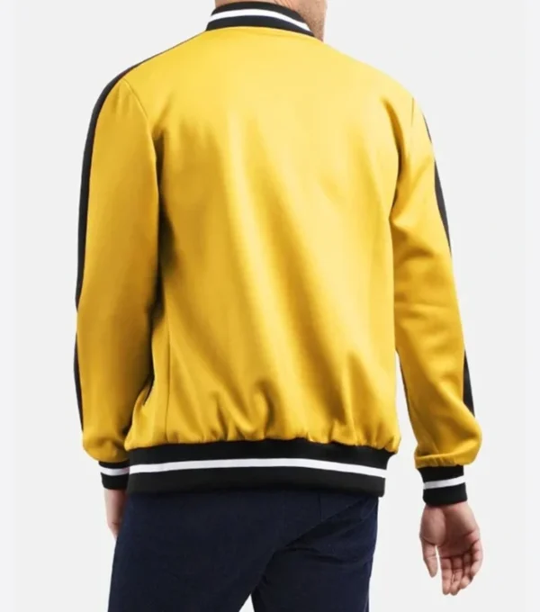 Drayvik Yellow and Black Striped Varsity Jacket Back