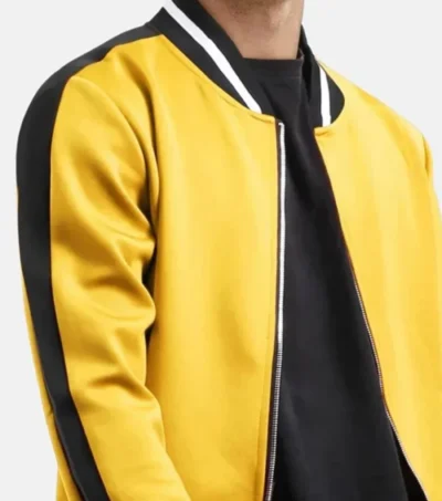 Drayvik Yellow and Black Striped Varsity Jacket Front