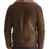 Drelmor Dark Brown Leather Biker with Fur Collar Jacket Back