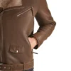 Drelmor Dark Brown Leather Biker with Fur Collar Jacket on Sale