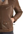 Drelmor Dark Brown Leather Biker with Fur Collar Jacket on Sale