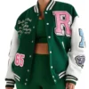 Emerald Green Wool Varsity Patch Jacket