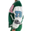 Emerald Green Wool Varsity Patch Jacket Side Look