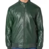 Green Cafe Racer Leather Jacket