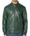 Green Cafe Racer Leather Jacket