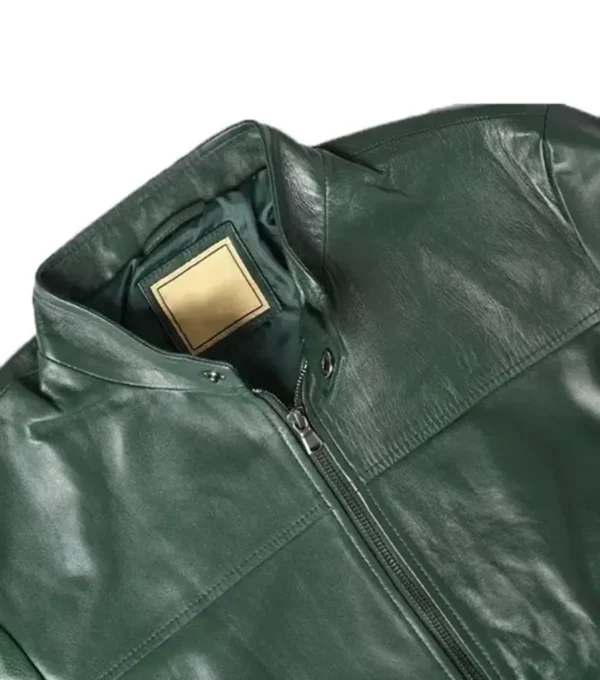 Green Cafe Racer Leather Jacket on Sale
