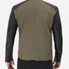 Green and Black Quilted Cafe Racer Jacket for Men Back