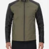 Green and Black Quilted Cafe Racer Jacket for Men on Sale