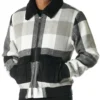 Halvorn Checkered Wool Zip-Up with Black Collar Jacket