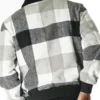 Halvorn Checkered Wool Zip-Up with Black Collar Jacket Back