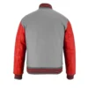 Hustle Grey Wool Varsity with Red Sleeves Jacket Back