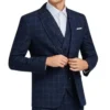 Kendrell Navy Blue Checkered Three Piece Suit Jacket Front