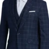 Kendrell Navy Blue Checkered Three Piece Suit Jacket Sale