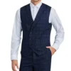 Kendrell Navy Blue Checkered Three Piece Suit Jacket on Sale