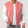 Kyven Pastel Pink Wool Letterman Jacket