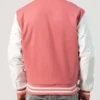 Kyven Pastel Pink Wool Letterman Jacket Back