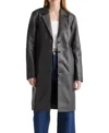 Long Black Leather Coat For Women